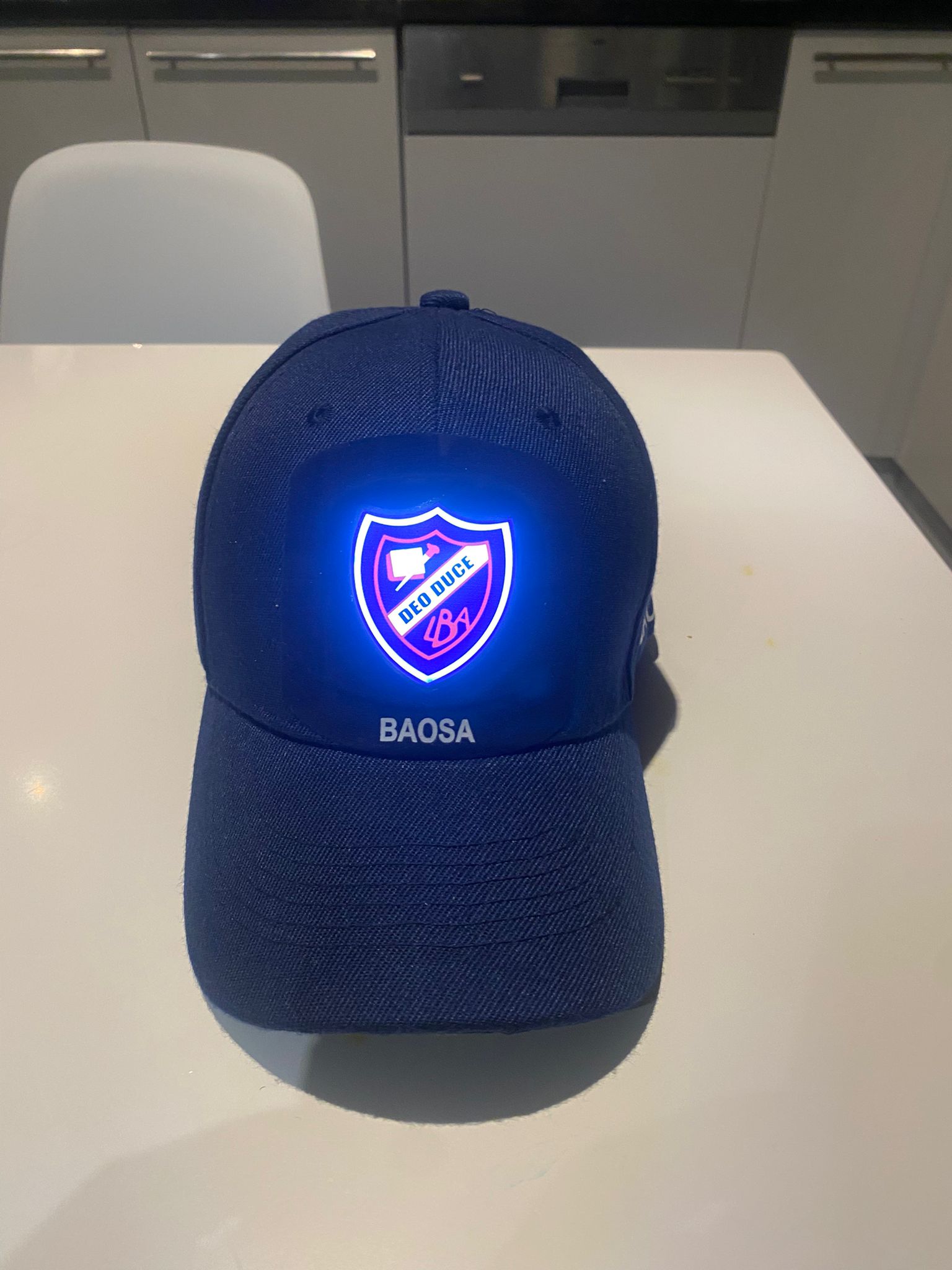 Blue cap glowing